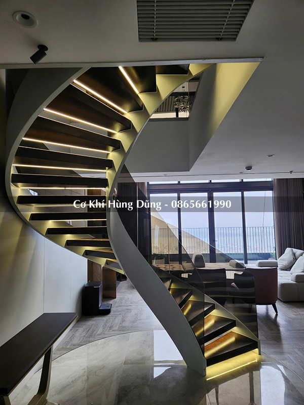 Mẫu cầu thang xoắn ốc đẹp ms12