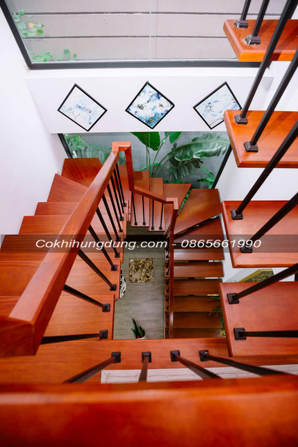 Mẫu cầu thang xương cá đẹp MS5