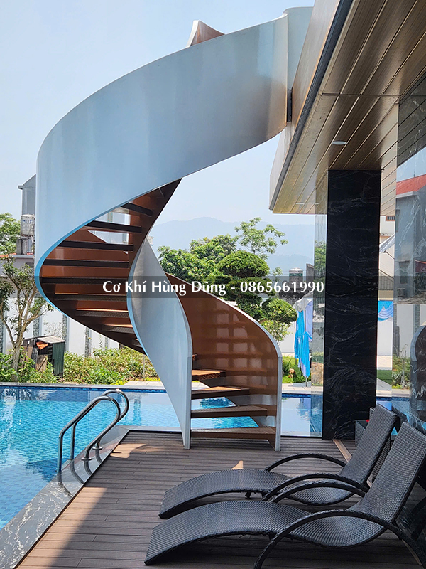 Mẫu cầu thang xoắn ốc đẹp ms15
