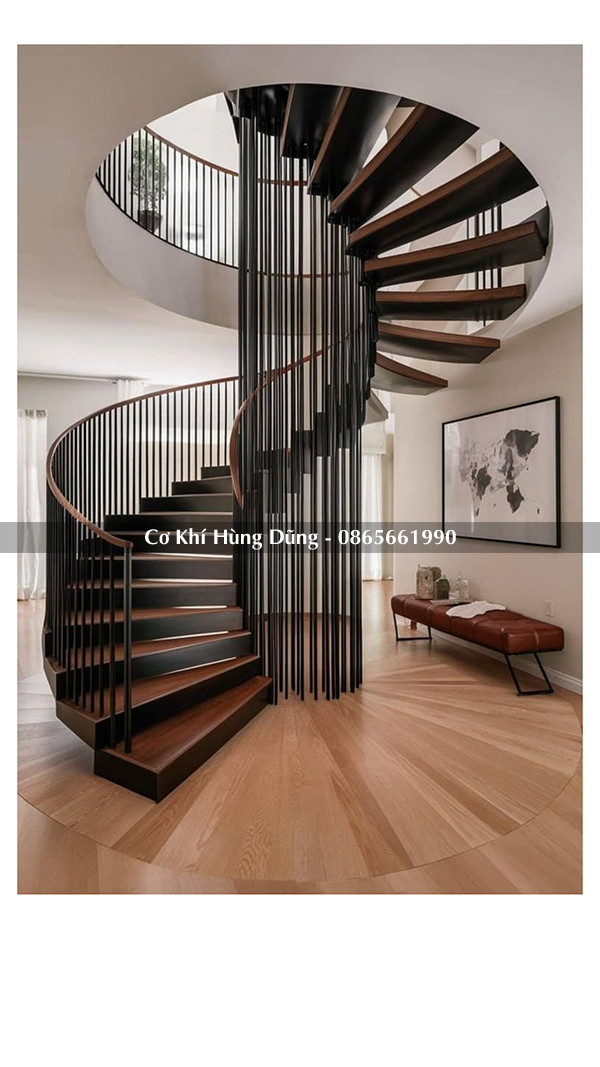 cầu thang xoắn biệt thự MS6