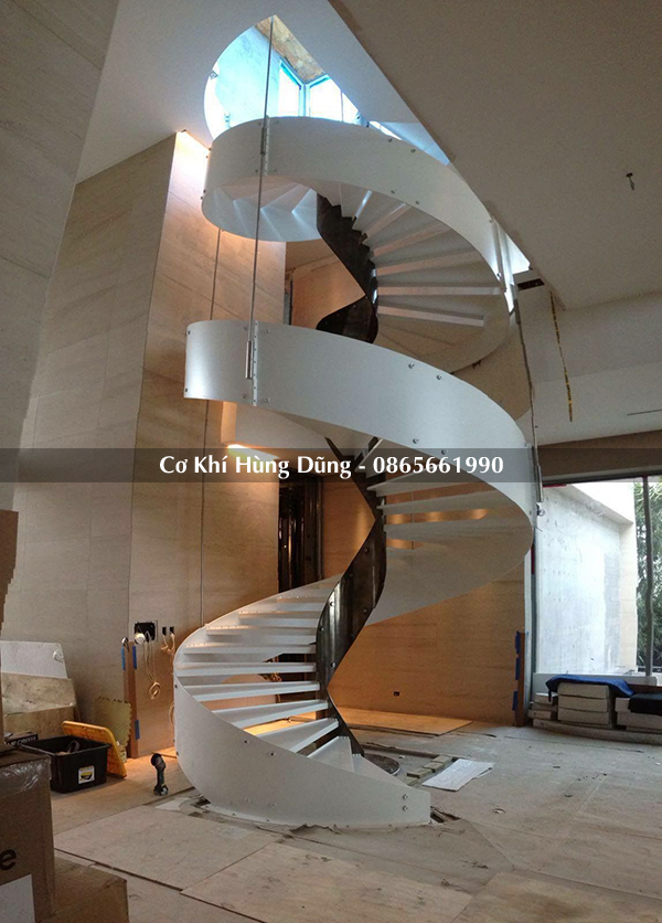 cầu thang xoắn biệt thự MS3